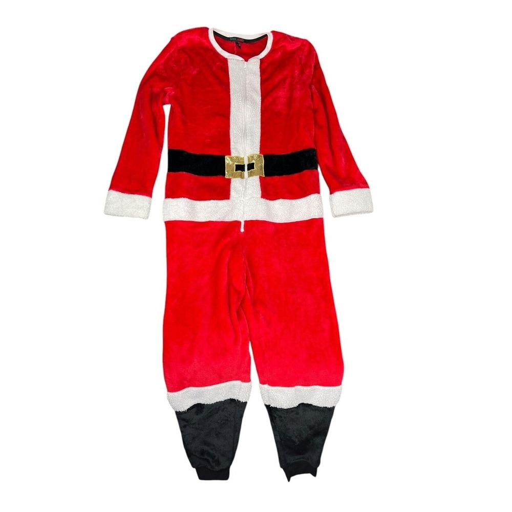 Santa Suit‎ Women's Sz Lg Red White Faux BeltOne Piece Zip with love Derek